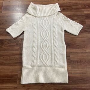 Old Navy Cowl Neck Short Sleeve Sweater Tan Pullover Sweatshirt Knit Women Sz SP